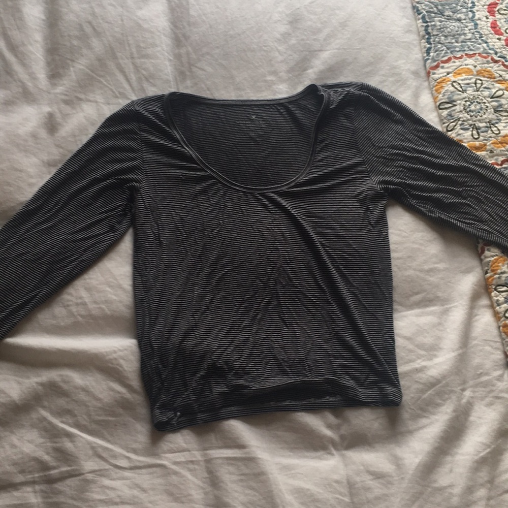 long sleeved striped crop top